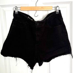 Black Universal Threads High Rise Midi Shorts Size 14 Unfinished Raw Hem 3 inch